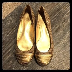 Coach flats with gold sequins 37.5 EUC
